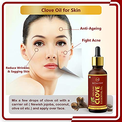 Newish® Pure & Natural Clove Oil for Teeth Pain, Skin & Hair 30ml