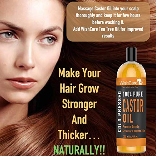 WishCare® Premium Cold Pressed Castor Oil - Pure & Virgin Grade - For Healthy Hair and Skin - 200 Ml