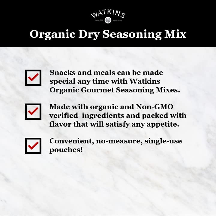 Watkins Organic Gourmet Seasoning Mix, Mild Chili, 1.25 Oz. Pouch, 1 Count