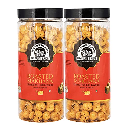 Wonderland Foods - Roasted & Flavoured Cheese-Chilli Makhana (Foxnut) 200g Jar (100gX2)