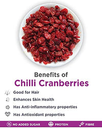 True Elements Chilli Cranberries 125g - Antioxidant Rich Berries, Cranberry Dry Fruit