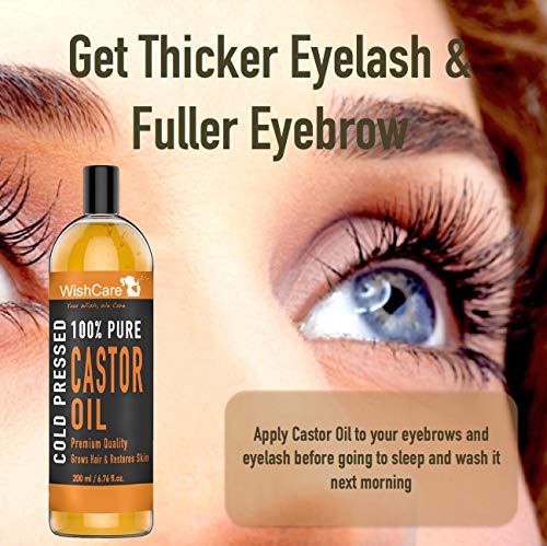 WishCare® Premium Cold Pressed Castor Oil - Pure & Virgin Grade - For Healthy Hair and Skin - 200 Ml