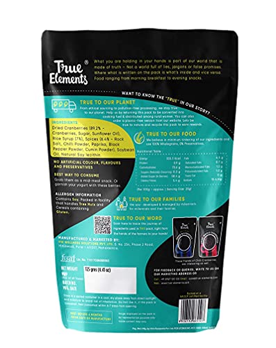 True Elements Chilli Cranberries 125g - Antioxidant Rich Berries, Cranberry Dry Fruit