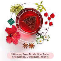 VAHDAM, Hibiscus Rose Herbal Tea- 15 Tea Bags | 100% Natural Ingredients | Calming Hibiscus & Fragrant Rose- Certified Organic | Nourishing, Hydrating, Alleviates Stress, Promotes Better Sleep