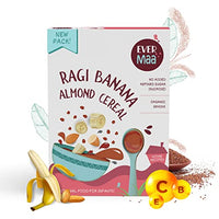 EverMaa Organic Ragi Banana Almond Cereal |Food for 6 months and above | Rich in Iron, Calcium, Fibre and Vitamin E | 200gm