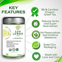 LuvLungs® Lungs Detox for Smokers Organic Green Tea with Mullein Leaf Extract. 50 Grams Pack. Natural and Handmade.