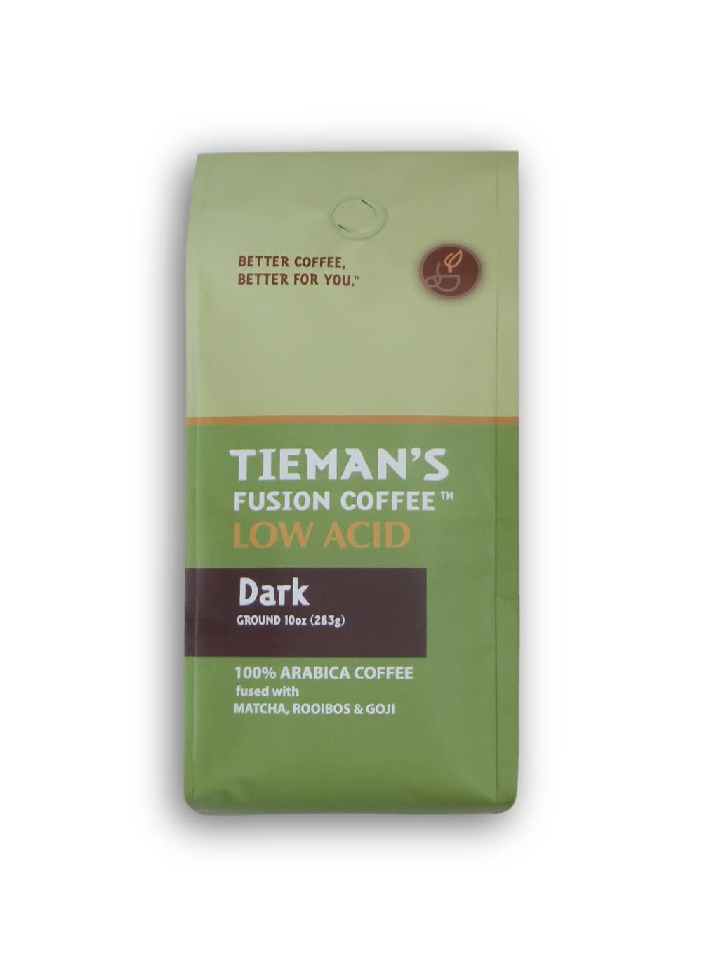 Tieman's  Fusion Coffee, Low Acid Dark Roast, Ground, 10-Ounce bag