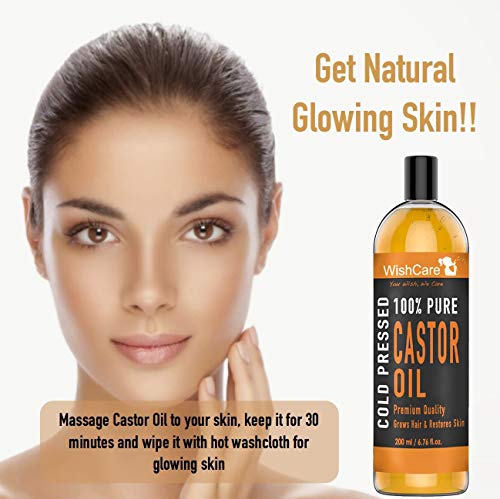 WishCare® Premium Cold Pressed Castor Oil - Pure & Virgin Grade - For Healthy Hair and Skin - 200 Ml
