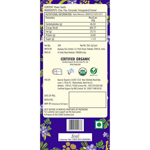 Typhoo Digestive Organic Power Seeds Pouch | Enriched with antioxidants Properties, 40 g