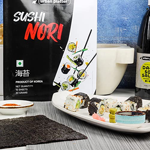 Urban Platter Sushi Nori Sheets (Roasted Seaweed Laver), 10 Sheets / 30 Grams