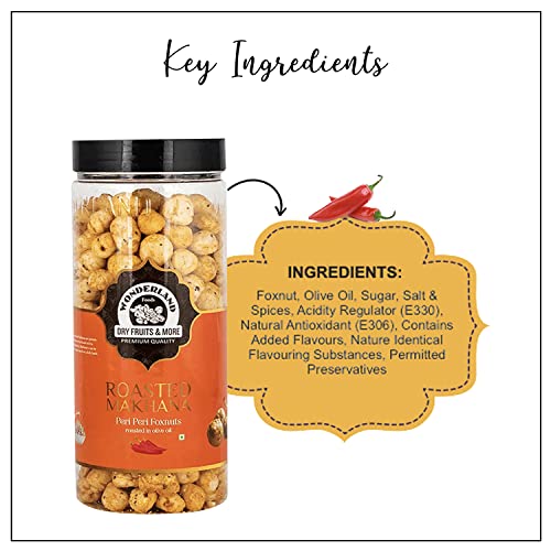 Wonderland Foods - Roasted & Flavoured Peri Peri Makhana (Foxnut) 100g Jar