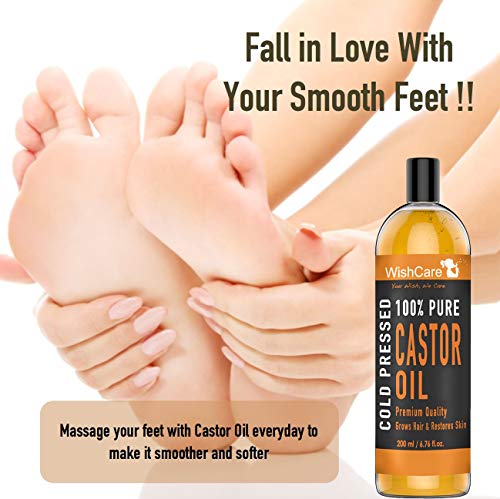 WishCare® Premium Cold Pressed Castor Oil - Pure & Virgin Grade - For Healthy Hair and Skin - 200 Ml