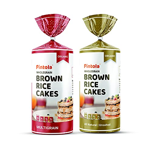 Pintola Organic Wholegrain Brown Rice Cakes Combo Pack (All Natural) (Multigrain and Unsalted)