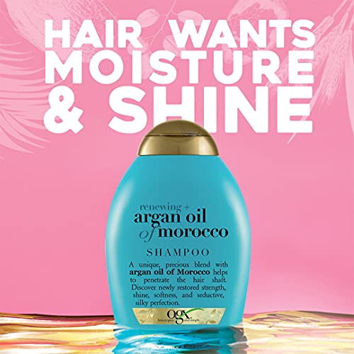 OGX Renewing + Argan Oil of Morocco Hydrating Hair Shampoo, Cold-Pressed Argan Oil to Help Moisturize, Soften & Strengthen Hair, Paraben-Free with Sulfate-Free 385 ml