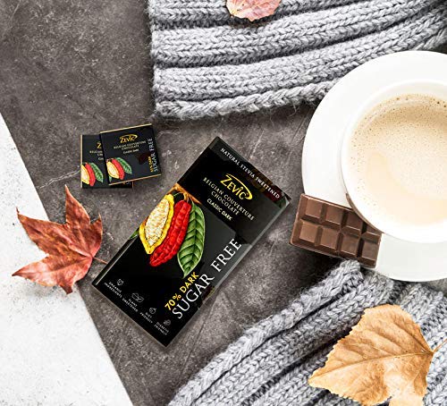 Zevic 70% Belgian Sugar Free Dark Chocolate with Stevia, 96 gm - Pack of 2 VEGAN | KETO FRIENDLY | PLANT SWEETENED| GLUTEN-FREE