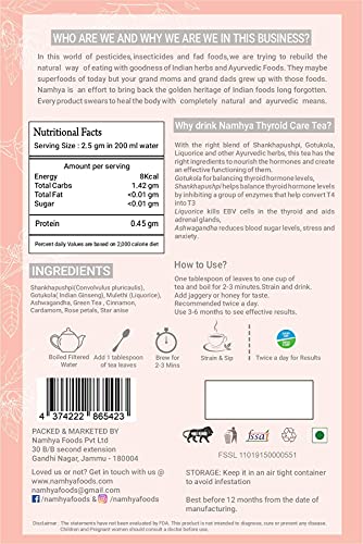 Namhya Thyroid Care Green Tea for Hypothyroidism - 100% Natural, Restore Healthy T3,T4 Levels (Helps Sleep, Weight Management)