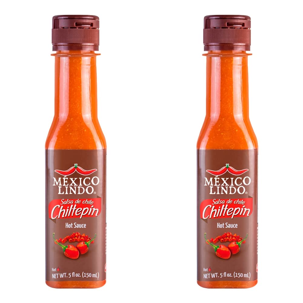Mexico Lindo Chiltepin Hot Sauce | 14,200 Scoville Level | Traditional Spicy Flavor | 5 Fl Oz Bottles (Pack of 2)