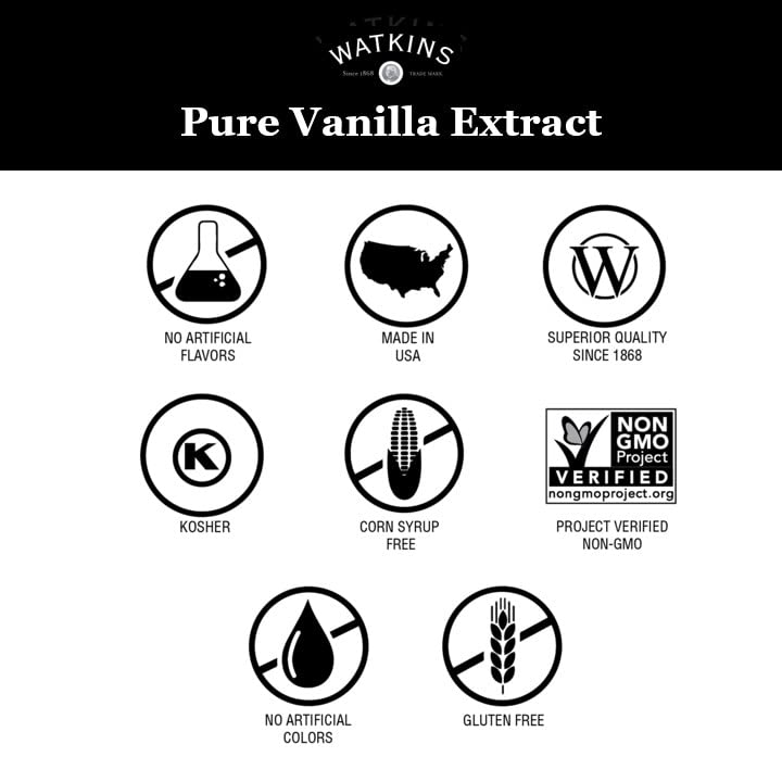 Watkins Pure Vanilla Extract, with Madagascar Vanilla Beans, Non-GMO, Kosher, 4 oz. Bottle, 1-Pack