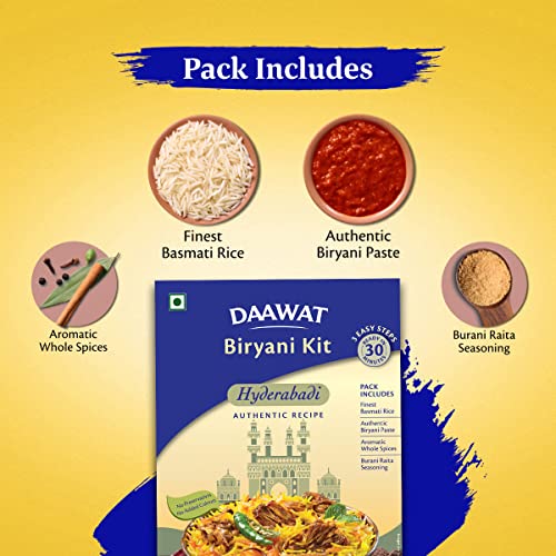 Daawat Biryani Kit Hyderabadi | Authentic Recipe | Ready in 30 min | Ready to Cook