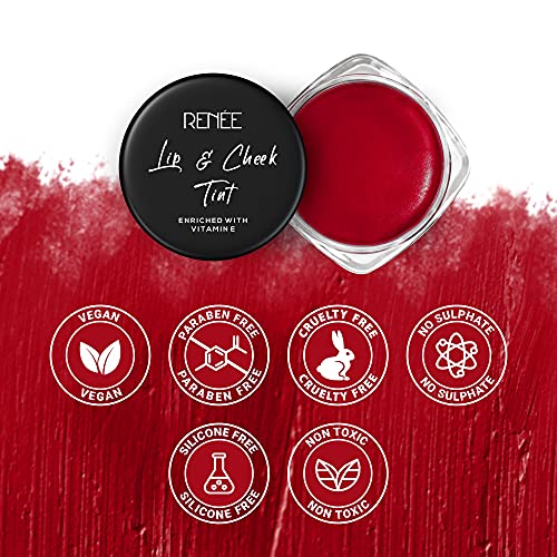 RENEE Lip & Cheek Tint Enriched with Vitamin E - Rosebud, 8g | Enriched with Vitamin E, Coconut Oil, Almond Oil, Cocoa Butter | 100% Vegan - Non Toxic - Sulphate Free - Paraben Free | Long-lasting - Deeply nourishing