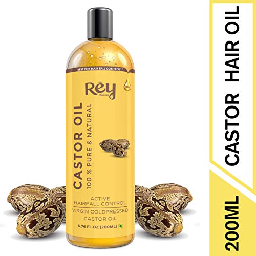 Rey Naturals Cold-Pressed, 100% Pure Castor Oil - Moisturizing & Healing, for Skin, Hair Care, Eyelashes (400ml) - (200ml x 2)