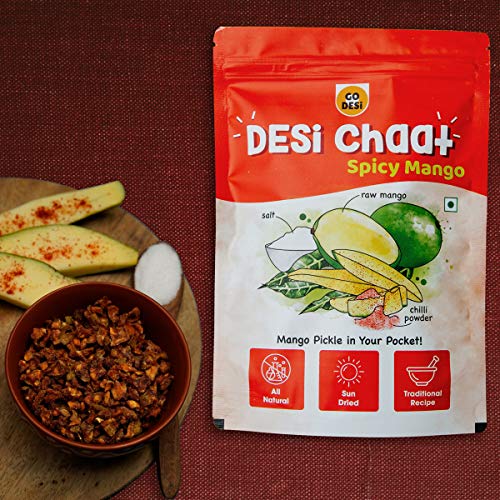 GO DESi - DESi Chaat Spicy Mango | Pack of 10 x 18g | Chatpata Mango | Mango Chaat | Sundried Mango | Mango Chips | Fruit Snacks
