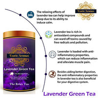 Exotic Aromas Lavender Green Tea (200 G, serves 100 cups), 100 % Whole Leaf Green tea for stress relief, good sleep and relaxation