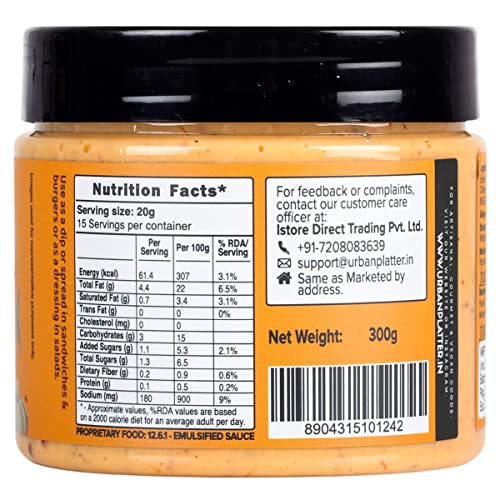 Urban Platter Vegan Thousand Island Mayo, 300g [Dairy-Free Mayonnaise, No Palm Oil, No Trans-Fat]