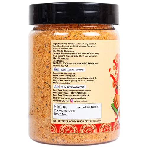 Urban Platter South Indian Style Instant Tomato Coconut Chutney Powder, 200g / 7oz [Nariyal ki Chutney, Just Add Water]