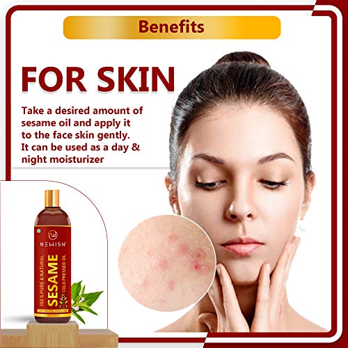 Newish® Cold Pressed Sesame oil for Hair, Skin and Massage (Til Ka Tel / Til Oil) 200ml