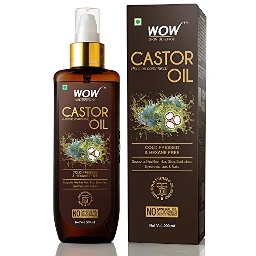 WOW Skin Science 100% Pure Castor Oil - Cold Pressed - For Stronger Hair, Skin & Nails - No Mineral Oil & Silicones, 200 ml