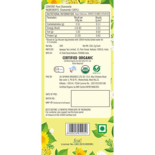 Typhoo Calming Organic Chamomile Tea with Pure Chamomile 20 Tea Bags