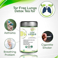 LuvLungs® Lungs Detox for Smokers Organic Green Tea with Mullein Leaf Extract. 50 Grams Pack. Natural and Handmade.