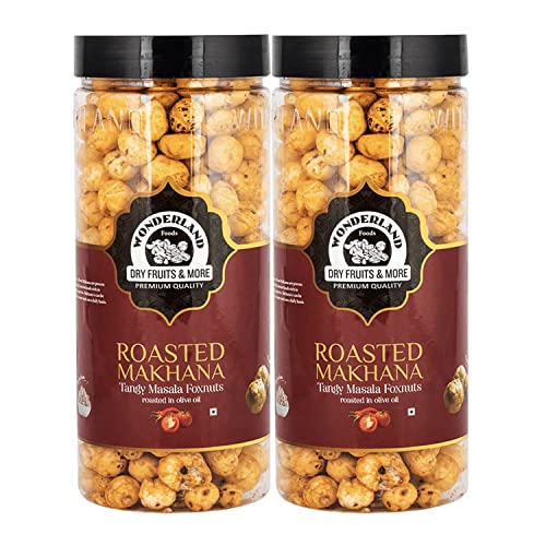 Wonderland Foods - Roasted & Flavoured Tangy Masala Makhana (Foxnut) 200g Jar (100gX2)