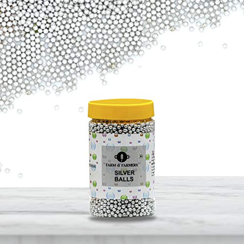 Farm and Farmers Silver Balls Editable Cake Decoration Sprinkler Medium, 250 gm
