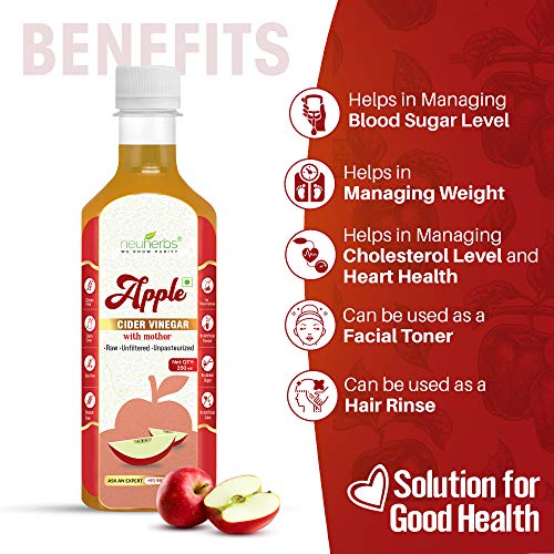 Neuherbs Apple Cider Vinegar with Mother Vinegar, Raw, Unfiltered and Undiluted - 350 ml