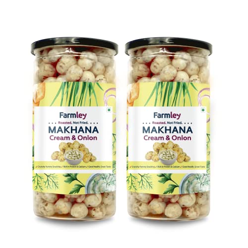 Farmley Roasted Flavored Makhana (Pack of 2) Each 90g, Cream N Onion, 180 Gram