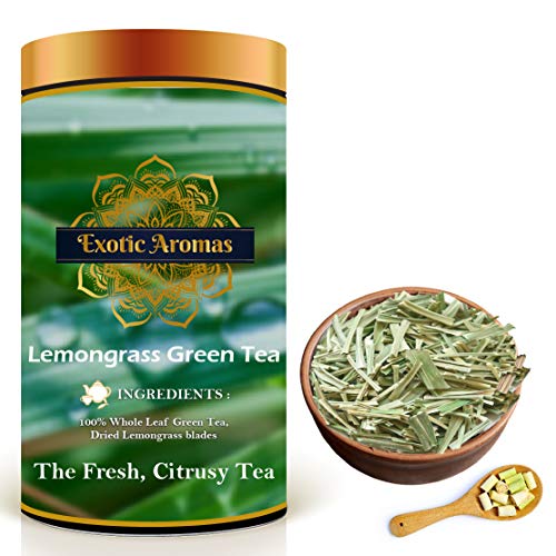 Exotic Aromas Lemongrass Green Tea (200 G Serves 100 cups), 100% Whole Leaf Green Tea for anxiety, pain and digestion