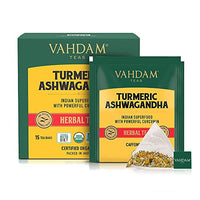 VAHDAM Organic Turmeric + Ashwagandha Herbal Tea | 15 Tea Bags of Immunity Tea | Certified USDA Organic | Pure Detox Tea