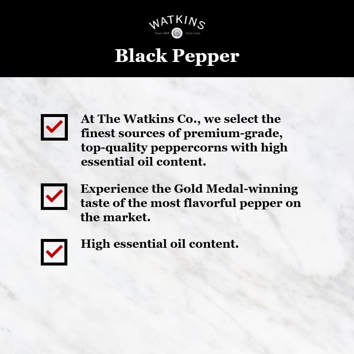 Watkins Gourmet Spice Tin, Pure Ground Black Pepper, 12 oz. Tin, 1 Count