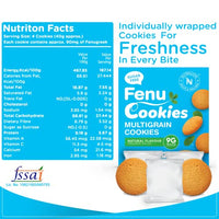 Nutrillion Fenu Cookies MultiGrain High Fiber Low GI Cookies - Tasty and Healthy Sugar-Free Snacks 200gm - Vitamin A,C | Calcium | Iron (Pack of 1)