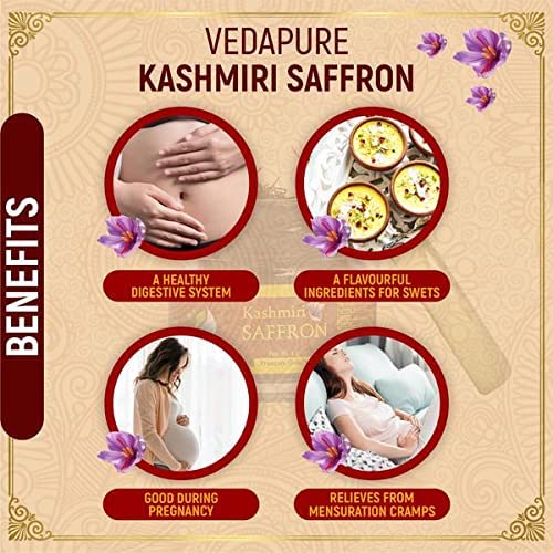 Vedapure Premium A++ Grade Kashmiri Saffron/Kesar Threads, 1gram (Kashmiri & Afghan Combo)