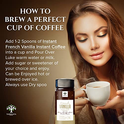 Vanalaya French Vanilla Instant Coffee, Black Coffee Powder With Rich Aroma & Taste For Weight Loss, Stress Relief (Pack Of 2X50gm)