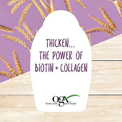 OGX Thick & Full + Biotin & Collagen Volumizing Shampoo for Thin Hair, Thickening Shampoo with Vitamin B7, Collagen & Hydrolyzed Wheat Protein, For Thicker, Fuller, Healthier looking hair, Sulfate Free Surfactant, No Parabens, 385 ml