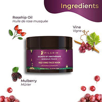 Pilgrim Anti Ageing Red Vine Face Pack & Mask Paste with Mulberry Extracts & Rosehip Oil for Glowing Skin, De-Tan, Dark Spots, Blackheads Removal, 100g