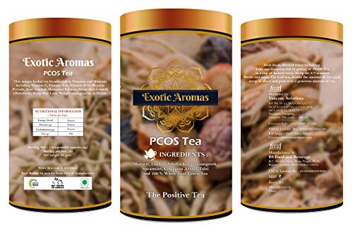 Exotic Aromas PCOS relief Tea (50G Serves 25 cups), with Shatavri, Lodhra, Ashoka, Ginger,Fenugreek, Spearmint,Fennel,Tulsi for regular periods, face hair, acne