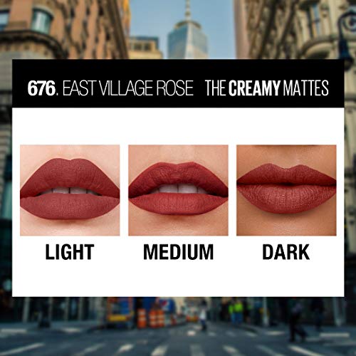 Maybelline New York Color Sensational Creamy Matte Lipstick, 676 East Village Rose, 3.9g.