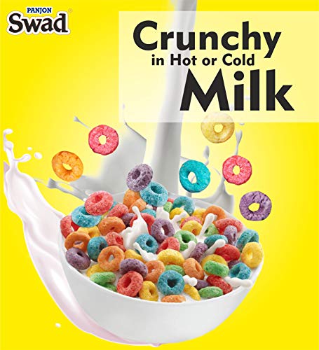 Swad Breakfast Cereal, Multigrain Fruit Rings (Made with Oats, Rice, Corn, High Fibre Frooty Loops Cereal for Kids) Jar, 280 g