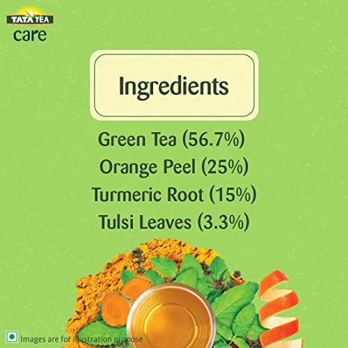 Tata Tea Care Cleanse| Goodness of Tulsi, Turmeric & Orange Peel | Herbal Infusion Green Tea | 25 Tea Bags
