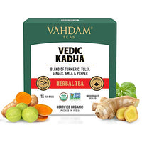VAHDAM - Organic Ayurvedic Kadha Tea 15 TBS | Herbal Tea for Immunity | Grandma's  Kadha with Tulsi, Amla, Turmeric, Ginger, Black Pepper, Fennel, Cumin and Cloves - 15 Ayush Kadha TBS